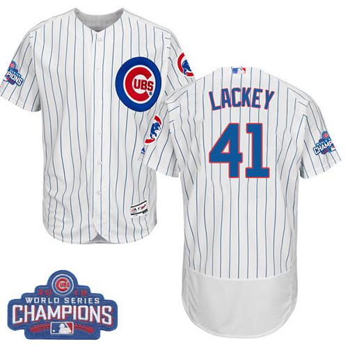 Cubs #41 John Lackey White Flexbase Authentic Collection 2016 World Series Champions Stitched MLB Jersey